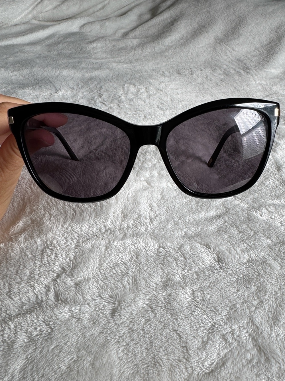 Ted Baker Black Cat-Eye Sunglasses with Gray Smoke Lenses